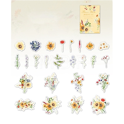 25Pcs Flowers Theme DIY Paper Stickers STIC-U004-02B-1