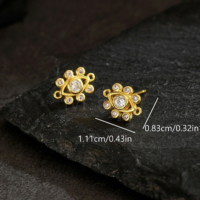 Brass Flower Stud Earrings MI5248-1