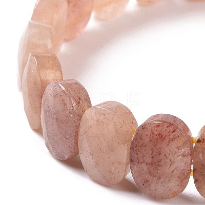 Natural Strawberry Quartz Oval Beaded Stretch Bracelet G-E010-01M-1