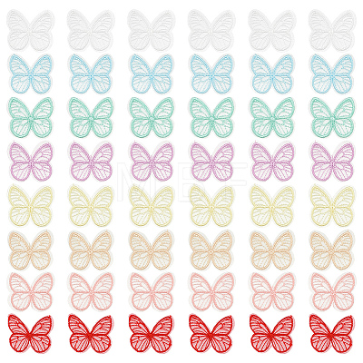 48Pcs 8 Colors Butterfly Shape Cloth Embroidery Applqiues PATC-FG0002-16-1