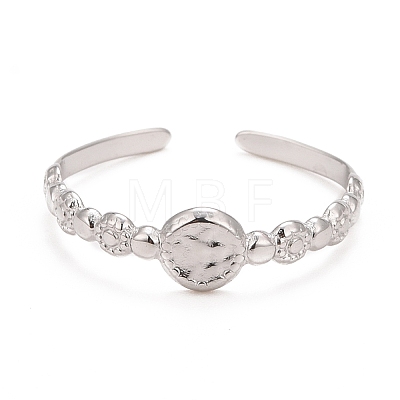 Non-Tarnish 304 Stainless Steel Flat Round Open Cuff Ring for Women RJEW-C025-26P-1