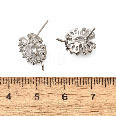 Brass Cubic Zirconia Stud Earrings Findings KK-R217-16P-1