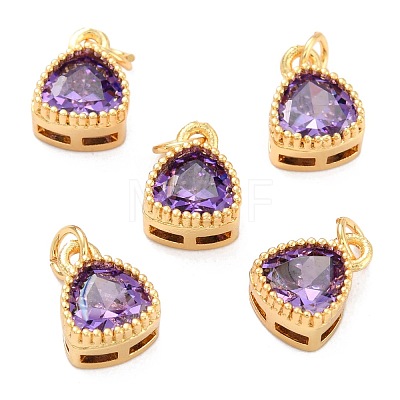 Real 18K Gold Plated Brass Inlaid Cubic Zirconia Charms ZIRC-L100-076G-1