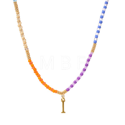 Rainbow Gradient Glass Seed Beaded Necklaces AF2375-9-1