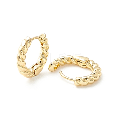 Brass Twisted Rope Chunky Hinged Huggie Hoop Earrings for Women X-EJEW-P196-25G-1