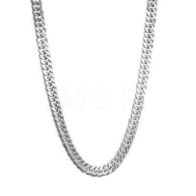201 Stainless Steel Curb Chain Necklaces NJEW-Q336-06B-P-1