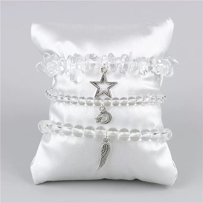 3Pcs Alloy & Natural Quartz Crystal Beads Charm Bracelets DY7954-20-1