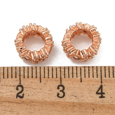 Rack Plating Brass Micro Pave Clear Cubic Zirconia Beads KK-U030-05RG-1