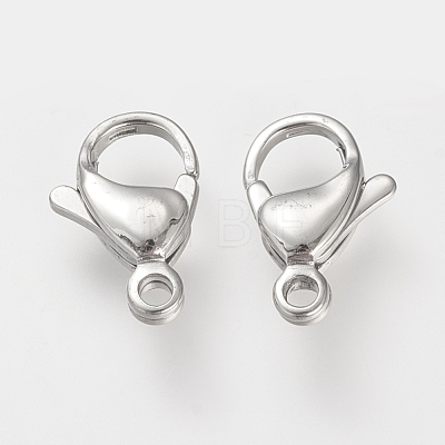 304 Stainless Steel Lobster Claw Clasps X-STAS-S066-15mm-15-1