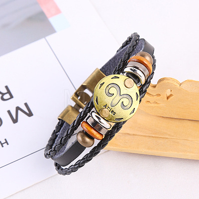Imitation Leather Cord Triple Layer Multi-strand Bracelets WG0B1A2-03-1