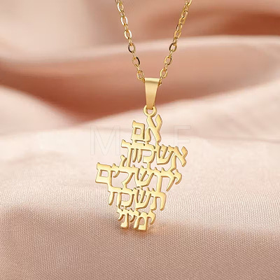 304 Stainless Steel Religion Letter Pendant Necklaces FS-WGB6D0C-02-1