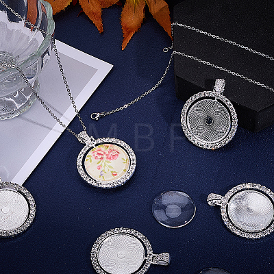 DIY Blank Dome Alloy Rhinestone Pendant Necklace Making Kits DIY-SP0002-73B-1