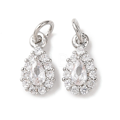 Brass Micro Pave Cubic Zirconia Charms RB-I077-15P-RS-1