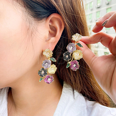 Brass Cubic Zirconia Stud Earrings FS-WGD1E91-01-1