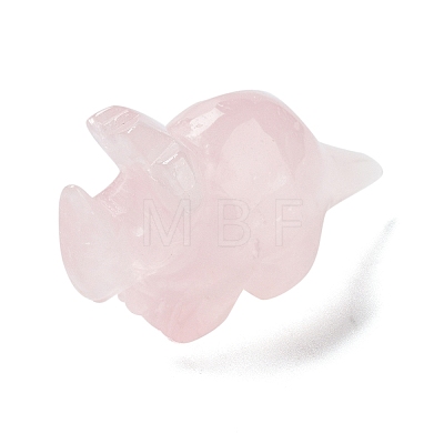 Natural Rose Quartz Carved Healing Rhinoceros Figurines DJEW-P016-01E-1