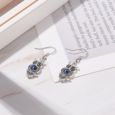 Alloy Charm with Resin Evil Eye Dangle Earring EJEW-JE04926-1