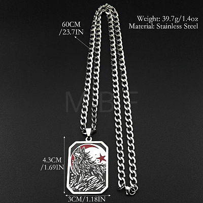 304 Stainless Steel Enamel Black Wolf Dog Tag Pendant Necklaces for Men WG9808E-01-1
