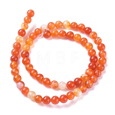Natural Striped Agate/Banded Agate Beads Strands G-G582-6mm-62-1