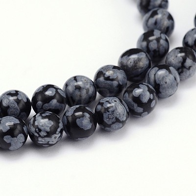 Natural Snowflake Obsidian Round Bead Strands G-J303-09-10mm-1