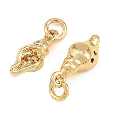 Brass Micro Pave Clear Cubic Zirconia Charms KK-Q085-02G-G-1