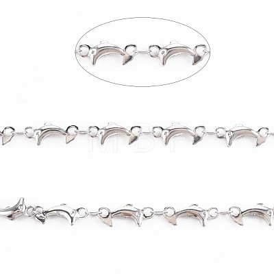 201 Stainless Steel Dolphin & Oval Link Chains STAS-N092-110-1