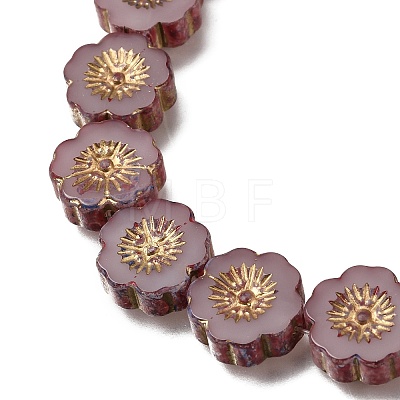 Picasso Baking Paint & Golden Metal Enlaced Glass Beads Strands GL-CBA98F0-04D-1
