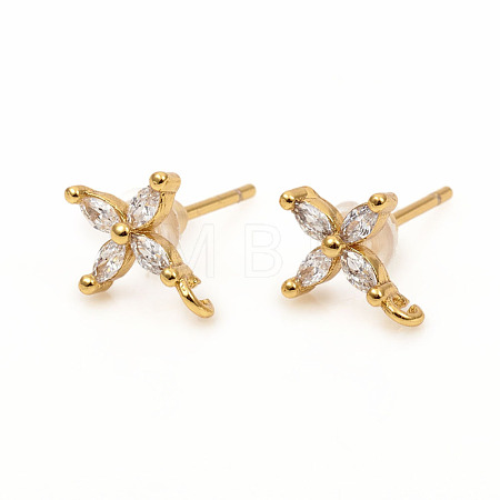 Brass Stud Earring Findings X-ZIRC-L096-14G-1