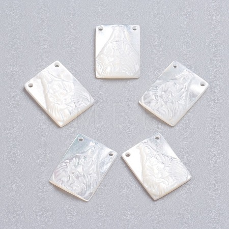 Natural White Shell Mother of Pearl Shell Pendants SSHEL-I024-09-1