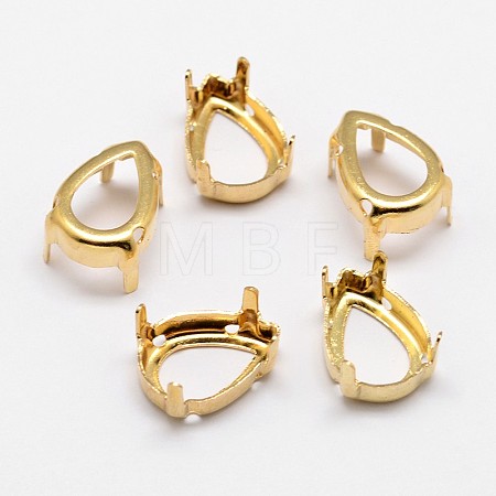 Flat Teardrop Brass Sew on Prong Settings KK-N0084-A02-18x25G-1