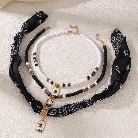 Zinc Alloy Enamel Rectangle Pendant 3 Layer Necklaces FS-WG84DD6-01-1