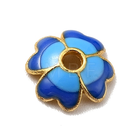 4-Petal Alloy Enamel Bead Caps FIND-G029-06G-04-1