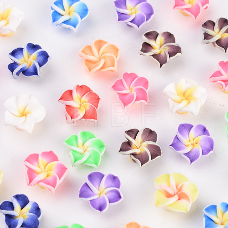 Handmade Polymer Clay 3D Flower Plumeria Beads CLAY-Q192-12mm-M-1