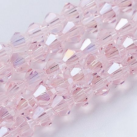 Transparent Electroplate Glass Beads Strands EGLA-S056-4mm-17-1
