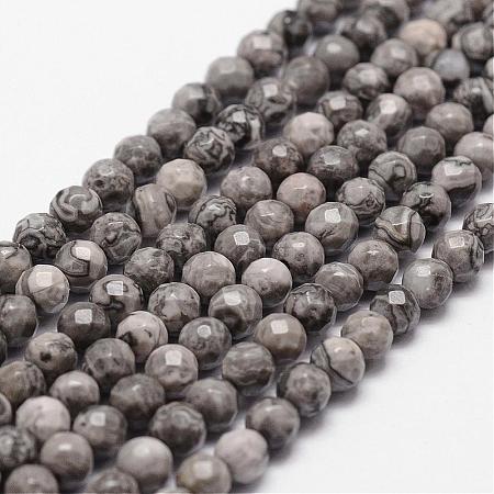 Natural Map Stone/Picasso Stone/Picasso Jasper Beads Strands G-D840-35-4mm-1