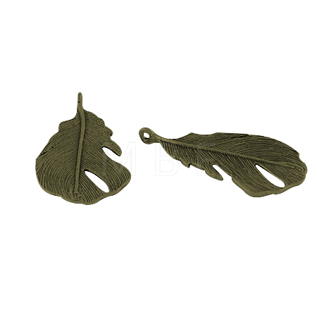Tibetan Style Alloy Feather Large Pendants LS-TIBEP-K1720-AB-NR-1