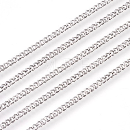 Tarnish Resistant 201 Stainless Steel Curb Chains CHS-L017-22G-1