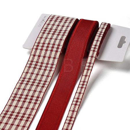 9 Yards 3 Styles Tartan Print Polyester Ribbon SRIB-C002-01G-1