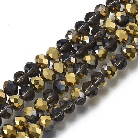 Electroplate Transparent Glass Beads Strands EGLA-A034-T8mm-O22-1