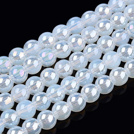 Electroplate Imitation Jade Glass Beads Strands GLAA-T032-J4mm-AB02-1