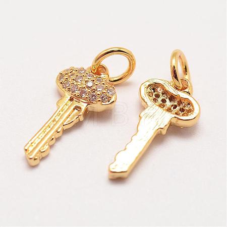 Brass Micro Pave Grade AAA Cubic Zirconia Charms ZIRC-G090-27G-NR-1