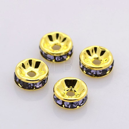 Brass Rhinestone Spacer Beads RB-A014-Z6mm-18G-1