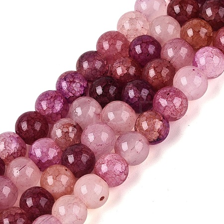 Ombre Effect Dyed Crackle Glass Beads Strands GLAA-Q106-01A-B23-1