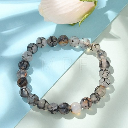 Natural Dragon Veins Agate Beaded Stretch Bracelets BJEW-Q692-02C-1