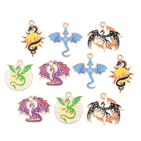 10Pcs Alloy Enamel Pendants ENAM-P268-01G-1