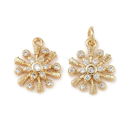 Christmas Brass Micro Pave Cubic Zirconia Charms KK-L255-18G-05-1