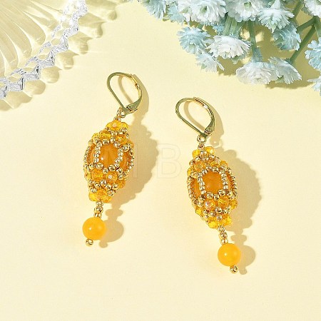 Natural Malaysia Jade Leveback Earrings for Women EJEW-MZ00785-02-1