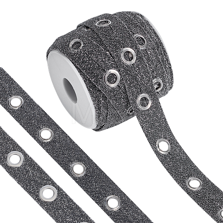 15 Yards Glitter Polyester Ribbon with Stainless Steel Eyelets OCOR-BC0009-66A-1