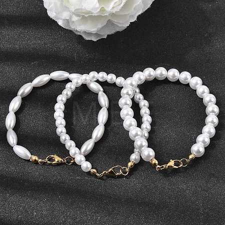 Plastic Pearl Beaded Bracelets for Women BJEW-L716-01G-1