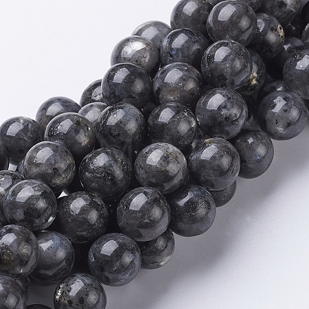 Natural Larvikite Beads Strands GSR12mmC128-1