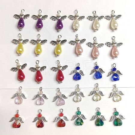 30Pcs 2 Style Imitation Pearl Acrylic & Electroplate Glass Pendants FIND-SC0004-07-1
